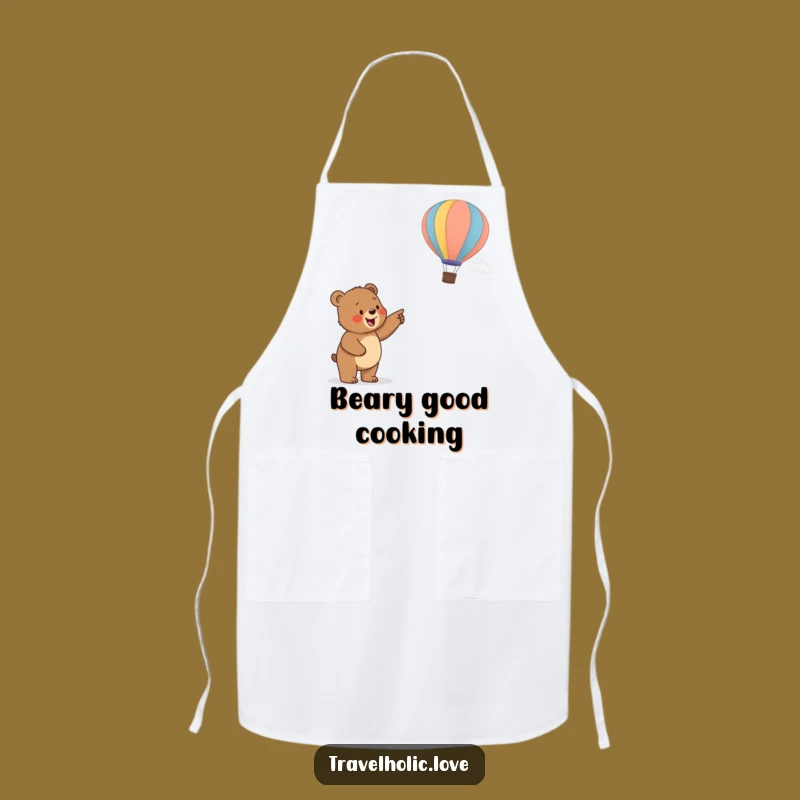 Funny Bear Cub Balloon Apron: Cook Up Fun with Adventurous Style