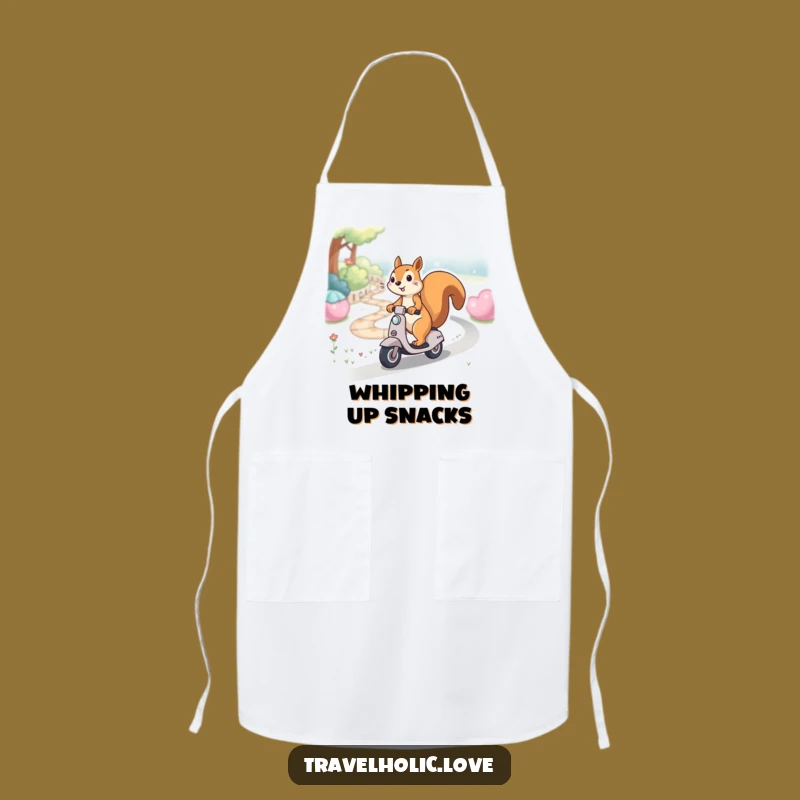 Funny Kawaii Squirrel Scooter Path Apron Playful Kitchen Wear Gift