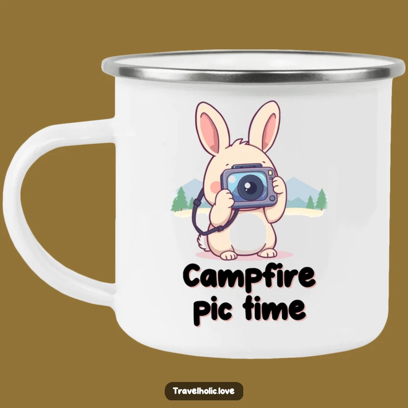 Funny Kawaii Rabbit Camera Mountains Camping Mug Durable Photographer Gift