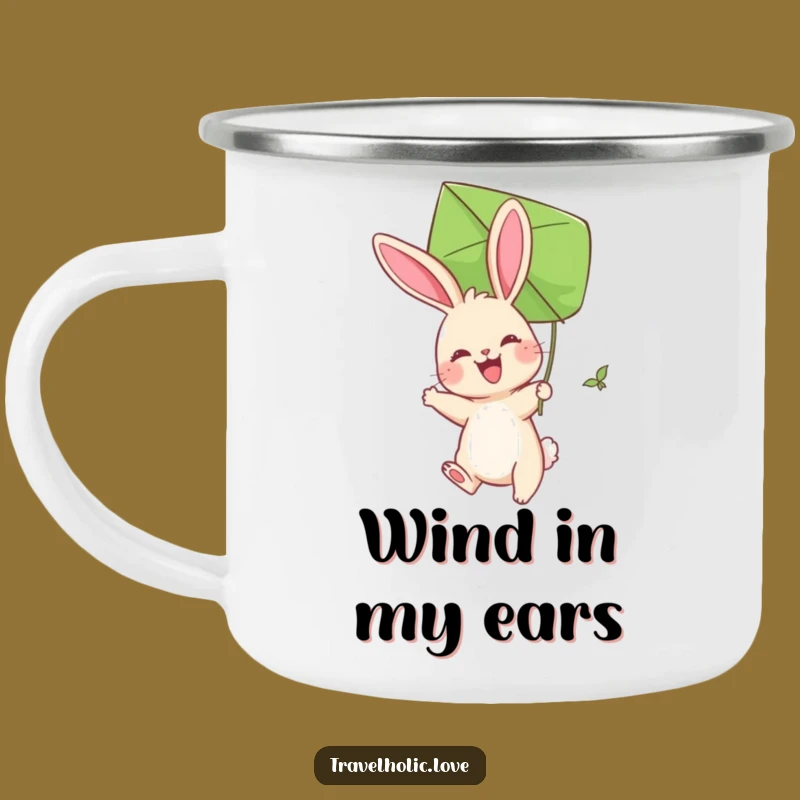 Funny Bunny Kite Camping Mug: Outdoor Rabbit Leaf Flyer, Unique Funny Gift