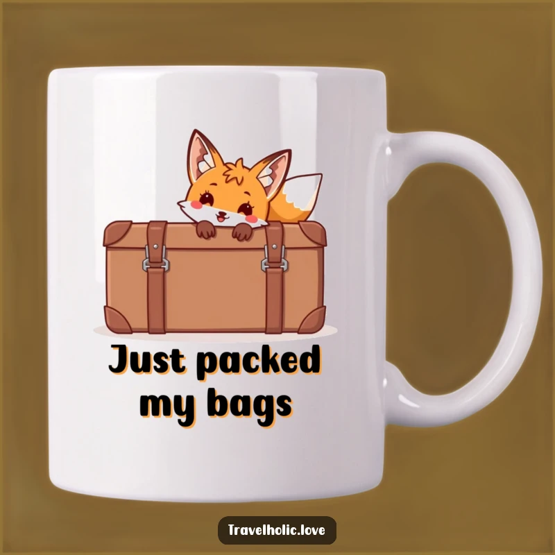 Funny Fox Suitcase Mug - Perfect Playful Animal Gift for Travelers