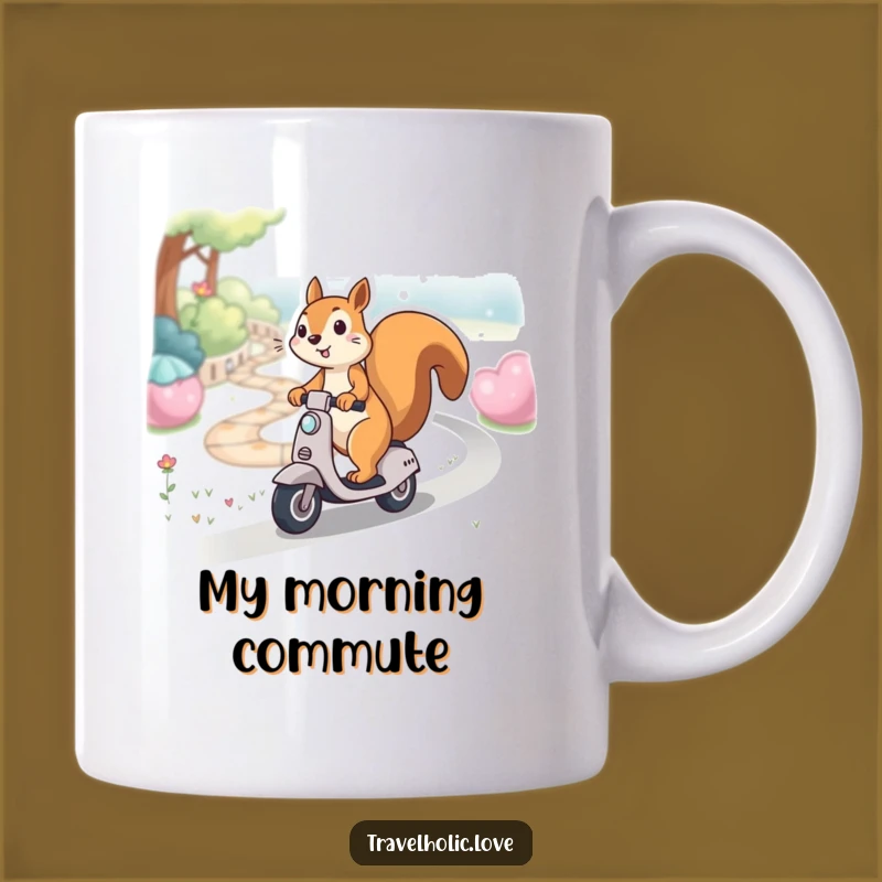 Funny Kawaii Squirrel Scooter Path Mug Whimsical Gift