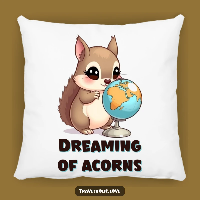 Funny Squirrel Globe Pillow: Cozy Explorer Cushion, Comfy Funny Gift