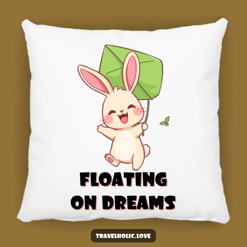 Funny Bunny Kite Pillow: Cozy Rabbit Leaf Cushion, Soft Funny Gift
