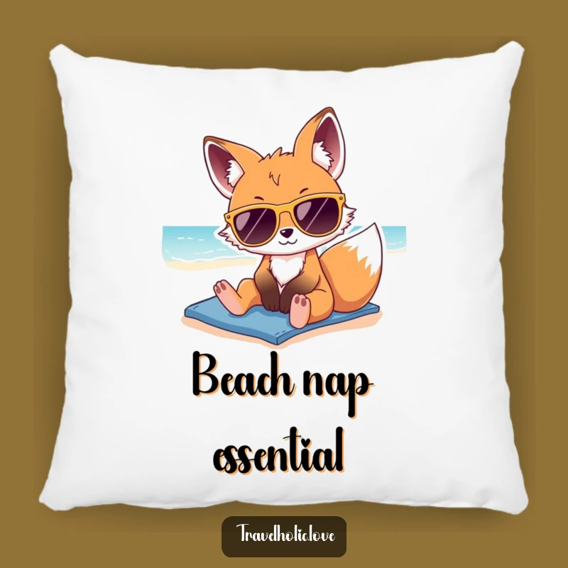 Funny Kawaii Fox Sunglasses Beach Pillow Cozy Summer Accent Gift