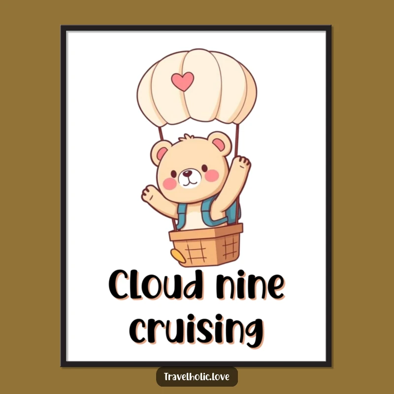 Funny Kawaii Bear Balloon Backpack Digital Print Adventure Art Gift