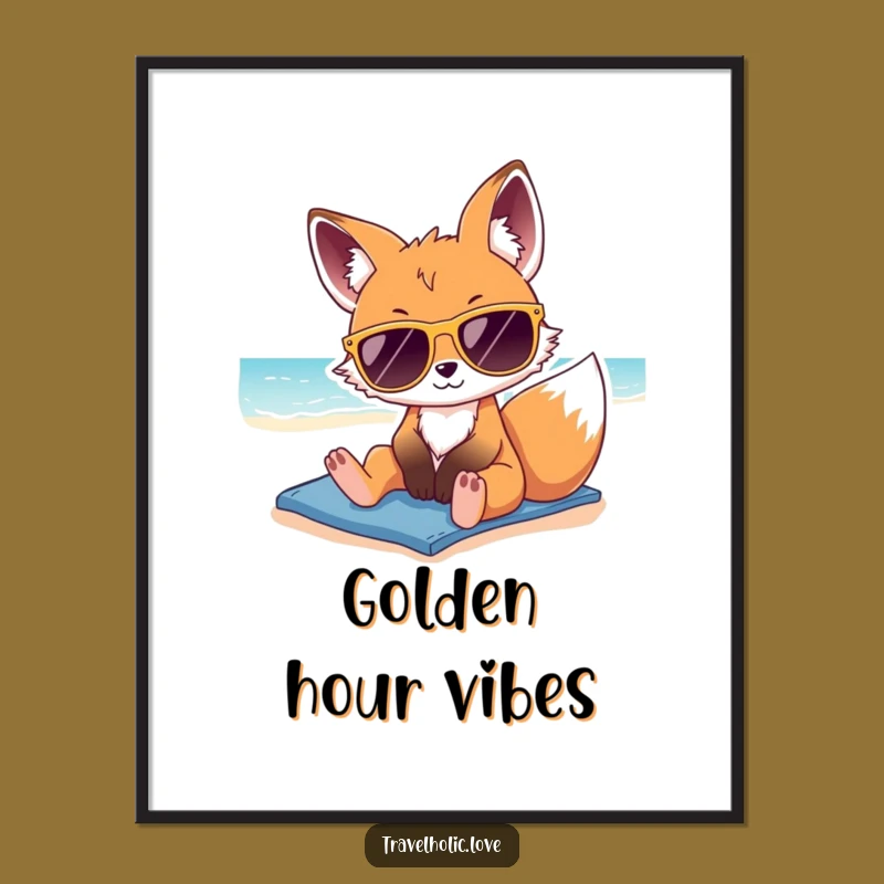 Funny Kawaii Fox Sunglasses Beach Digital Print Sunny Art Gift