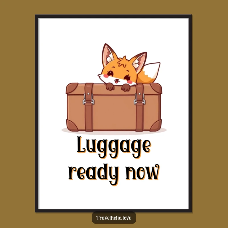 Funny Fox Suitcase Digital Art - Hilarious Whimsical Wall Decor Download
