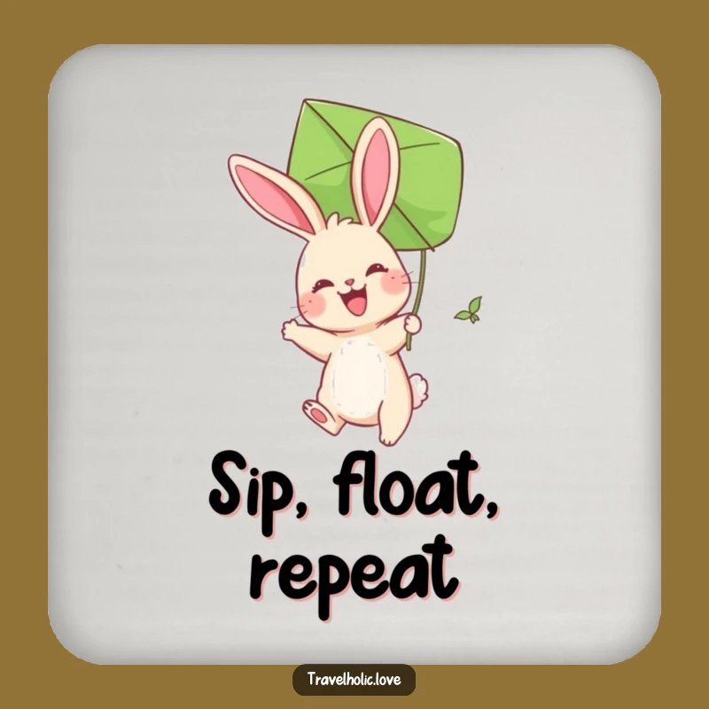 Funny Bunny Kite Coaster: Protect Surfaces, Rabbit Leaf Kite, Small Funny Gift