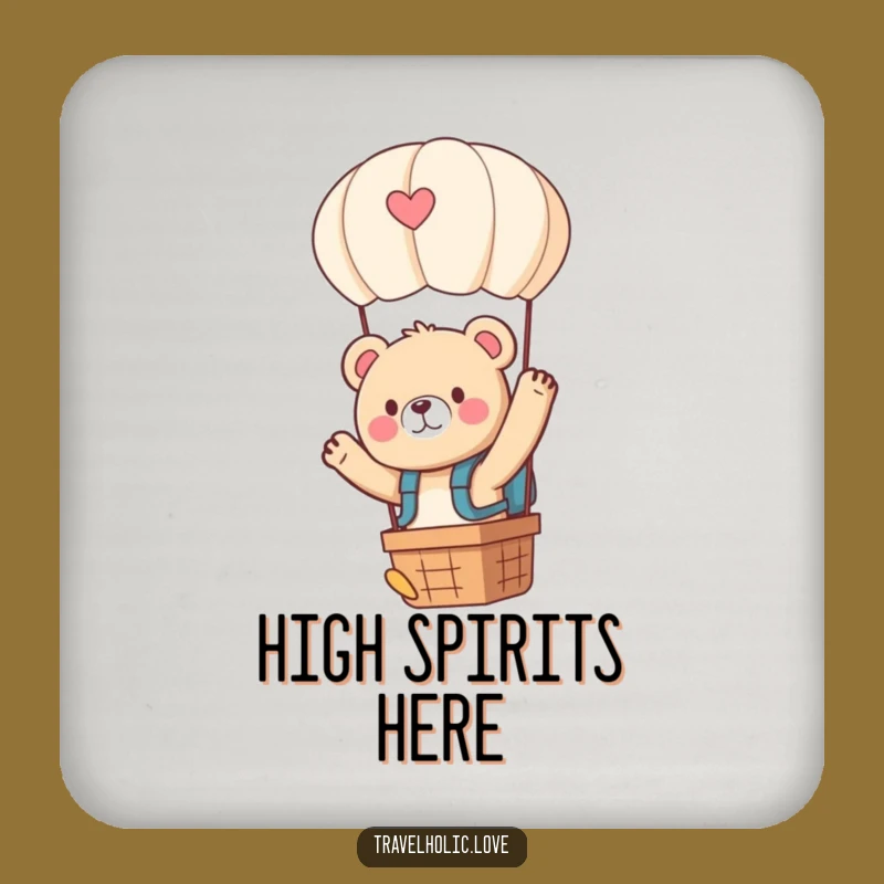 Funny Kawaii Bear Balloon Backpack Coaster Set Adventure Decor Gift