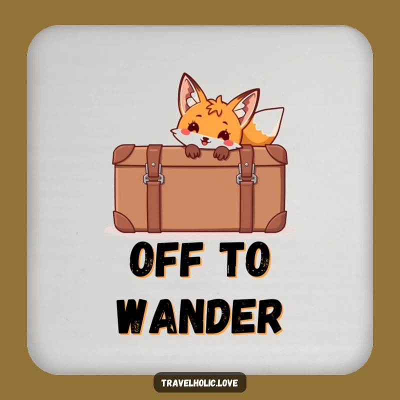 Funny Fox Suitcase Drink Coaster - Protect Surfaces with Playful Humor