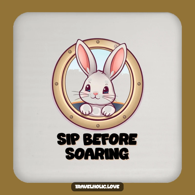 Funny Bunny Airplane Coaster Set: Protect Surfaces with Whimsical Charm