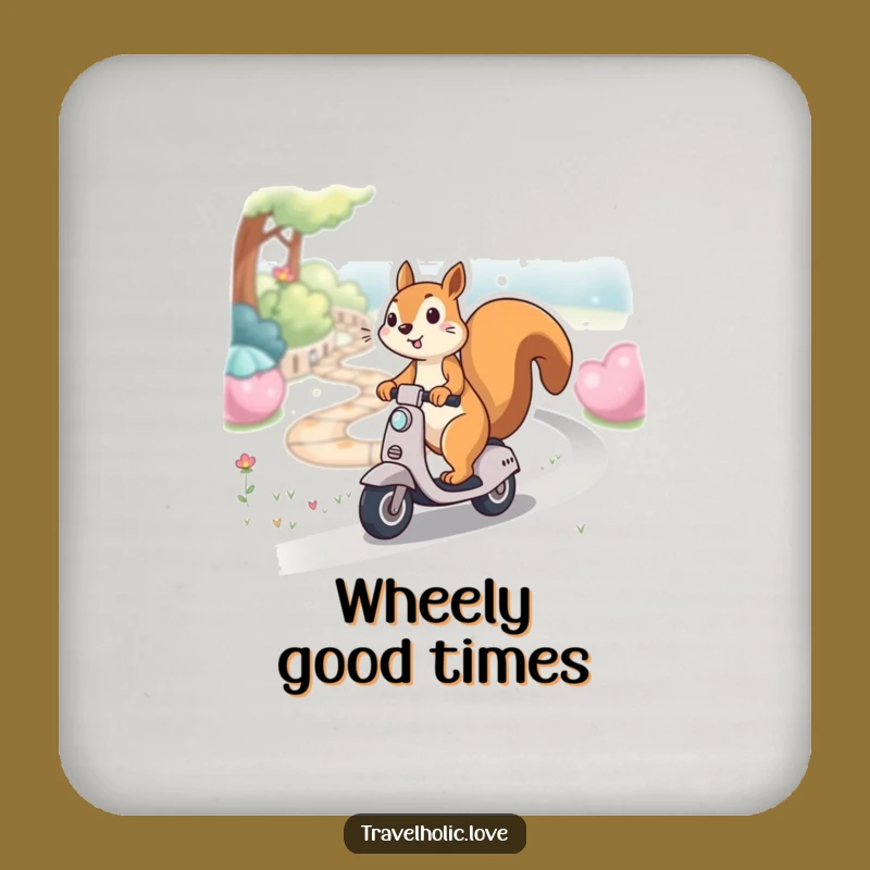 Funny Kawaii Squirrel Scooter Path Coaster Set Whimsical Decor Gift