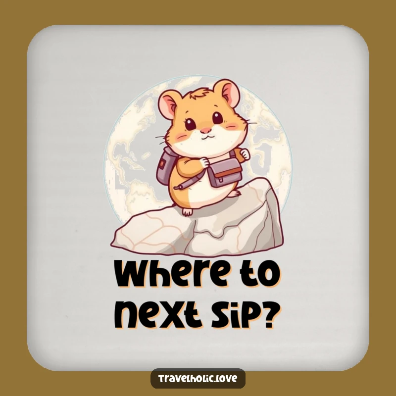 Funny Hamster Map Coaster Set: Protect Surfaces with Travel-Inspired Humor