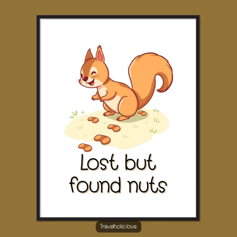 Funny Squirrel Path Poster: Whimsical Art for Your Nature-Loving Walls