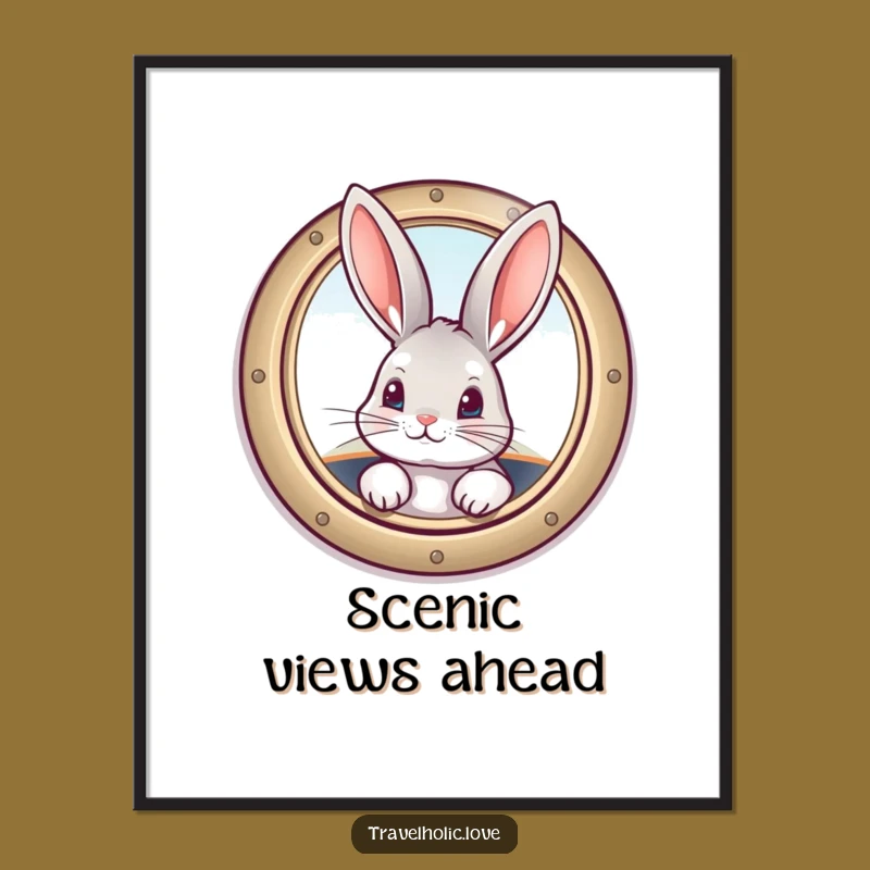 Funny Bunny Airplane Poster: Whimsical Art for Your Aviation-Themed Walls