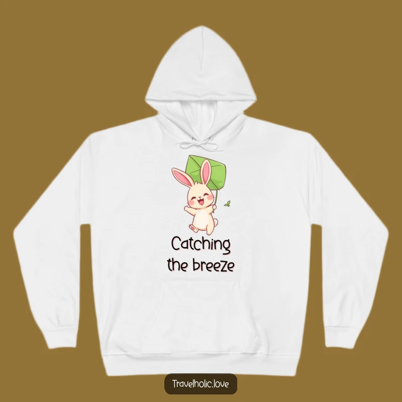 Funny Bunny Kite Hoodie: Cozy Rabbit Leaf Kite Sweatshirt, Warm Funny Gift