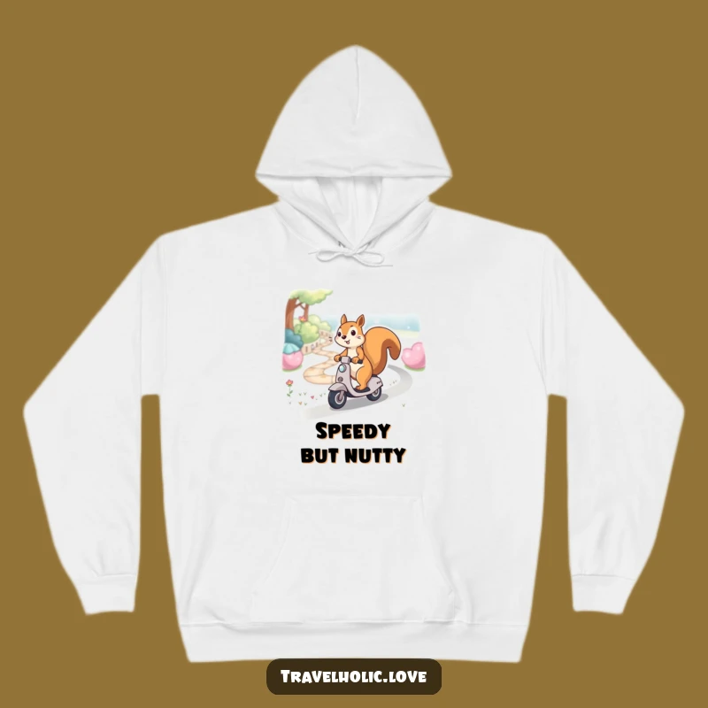 Funny Kawaii Squirrel Scooter Path Hoodie Cozy Playful Gift