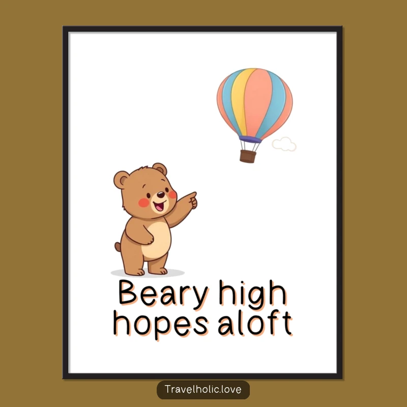 Funny Free Printable Bear Balloon Art Downloadable Decor Joyful Gift