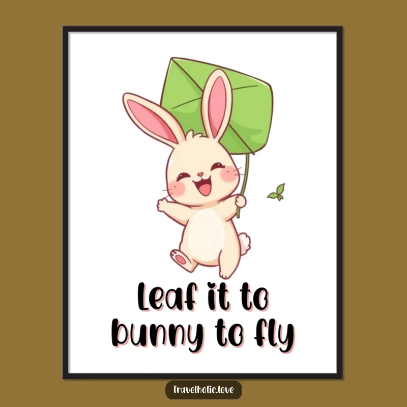 Free Printable Bunny Kite Wall Art funny downloadable gift for whimsical decor
