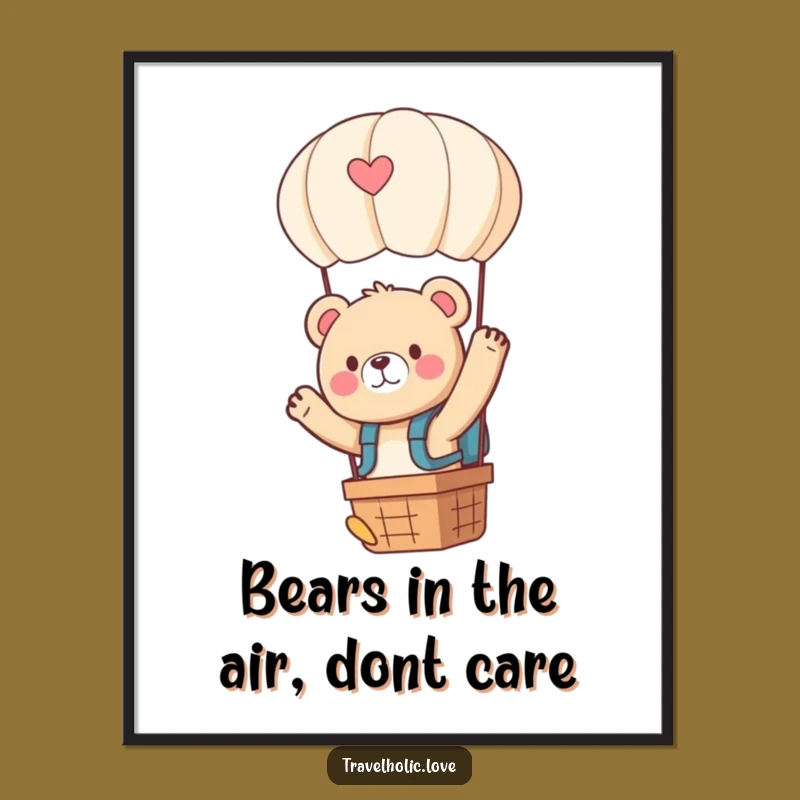 Free Printable Wall Art: Funny Bear Hot Air Balloon Art for Whimsical Spaces