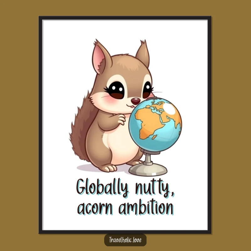 Free Printable Squirrel Globe Wall Art funny downloadable gift for curious decor