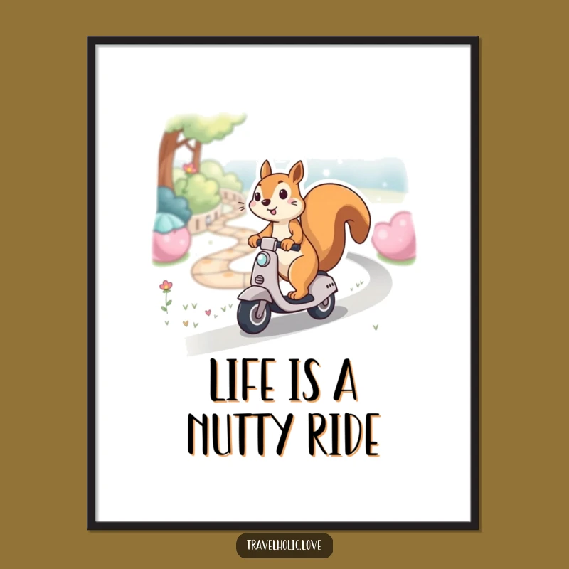 Free Printable Wall Art: Funny Squirrel Scooter Art for Playful Decor