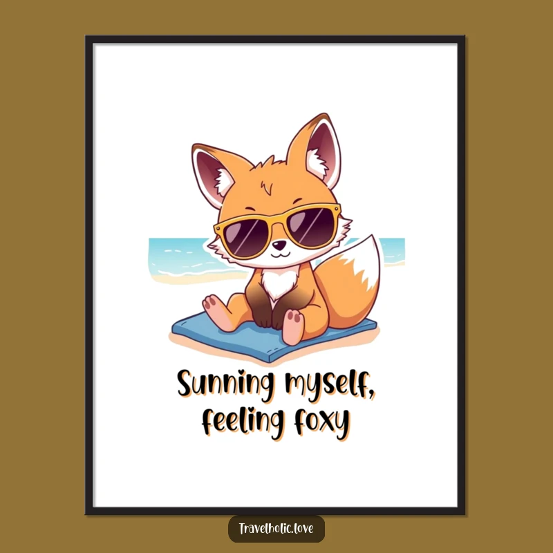 Free Printable Wall Art: Funny Fox Beach Art for Relaxed & Cool Decor