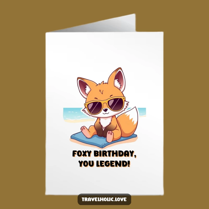 Free Printable Birthday Card: Cool Fox Lounging for a Chill Birthday Vibe!