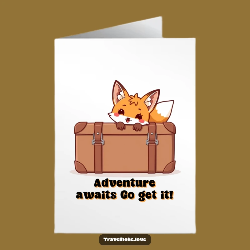 Free Printable Funny Fox Birthday Card: Hilarious Suitcase Surprise Downloadable Gift