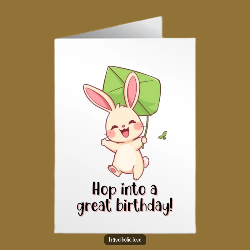 Free Printable Bunny Kite Birthday Card funny downloadable gift for playful spirits