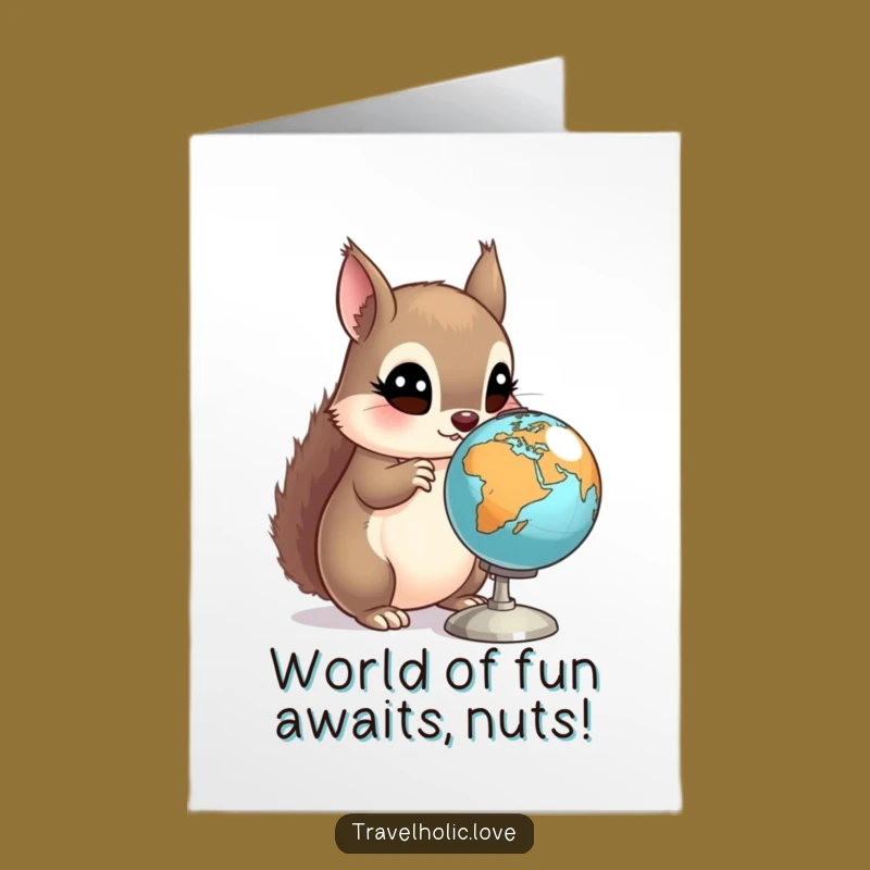 Free Printable Squirrel Globe Birthday Card funny downloadable gift for curious minds