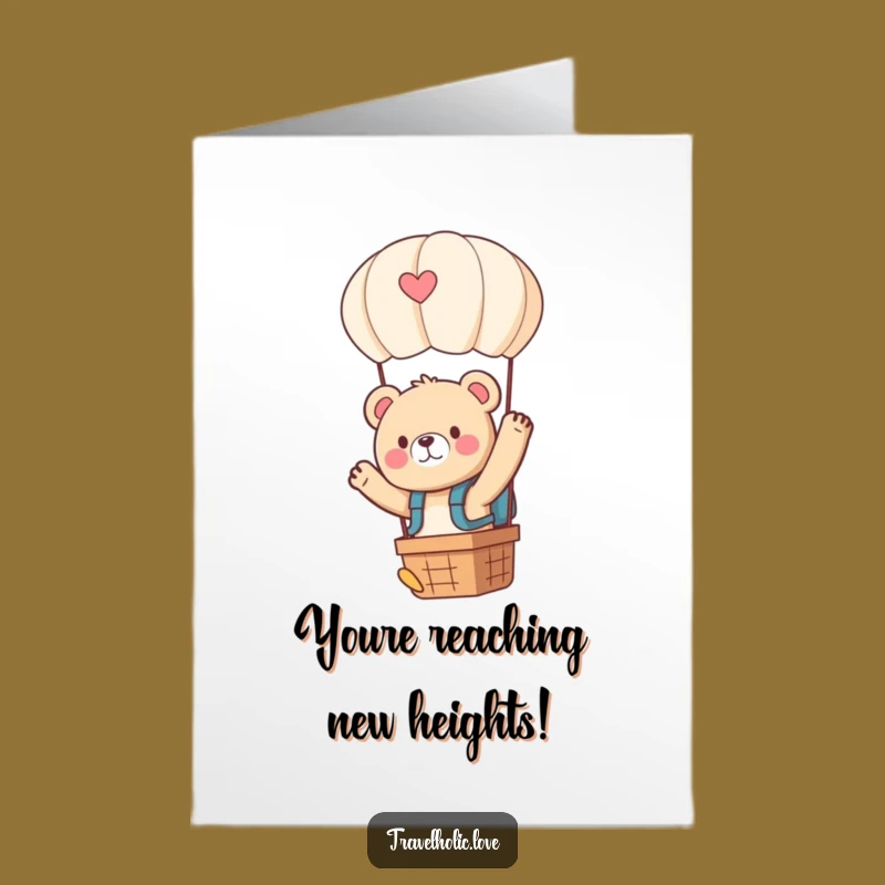 Free Printable Congrats Card: Bear's Balloon Ride for Reaching New Heights!
