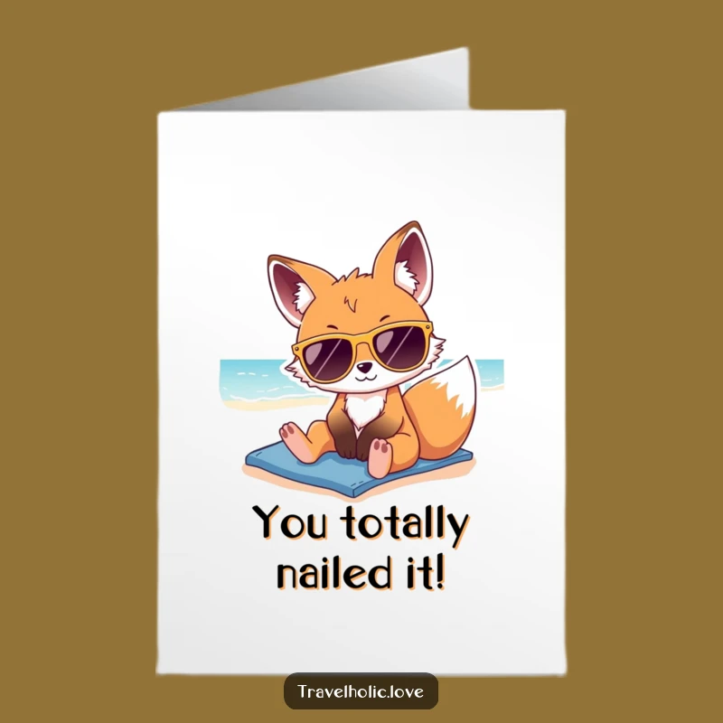 Free Printable Congrats Card: Chill Fox Celebrates Your Awesome Success!