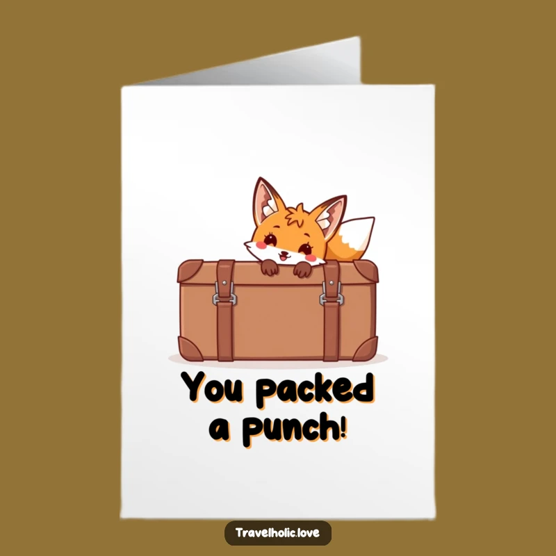 Free Printable Funny Fox Congratulations Card: Luggage of Luck Downloadable Gift