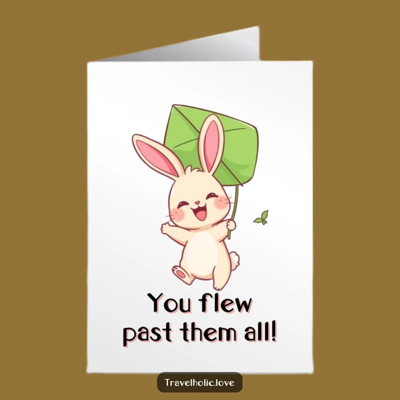 Free Printable Bunny Kite Congrats Card funny downloadable gift for soaring successes