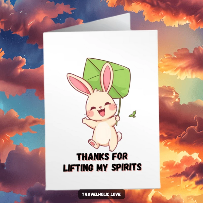 Funny Free Printable Bunny Kite Thank You Card: A happy bunny thanks you for helping them soar.