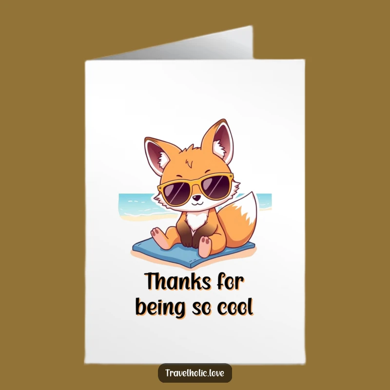 Free Printable Thank You Card: Fox's Cool Thanks from the Sunny Beach