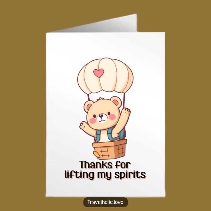 Free Printable Thank You Card: Bear's Balloon Gratitude for Your Kindness