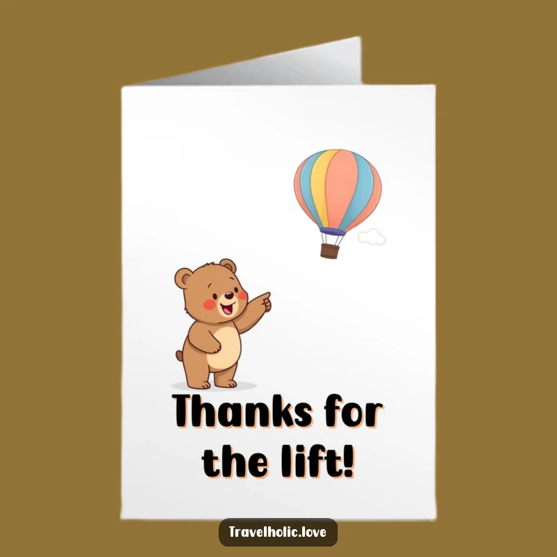 Free Printable Bear Balloon Thank You Card Funny Downloadable Gift