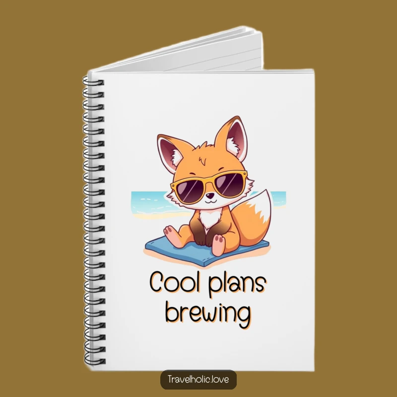 Funny Kawaii Fox Sunglasses Beach Notebook Summer Stationery Gift