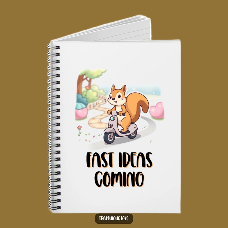 Funny Kawaii Squirrel Scooter Path Notebook Whimsical Stationery Gift