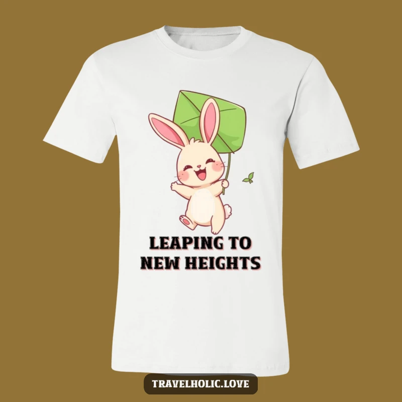 Funny Bunny Kite T-Shirt: Joyful Rabbit Leaf Kite Flying Tee, Cute Funny Gift