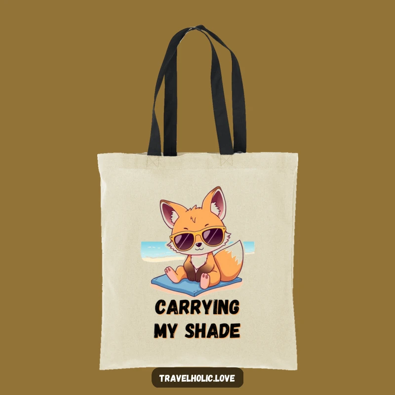 Funny Kawaii Fox Sunglasses Beach Tote Bag Vacation Accessory Gift