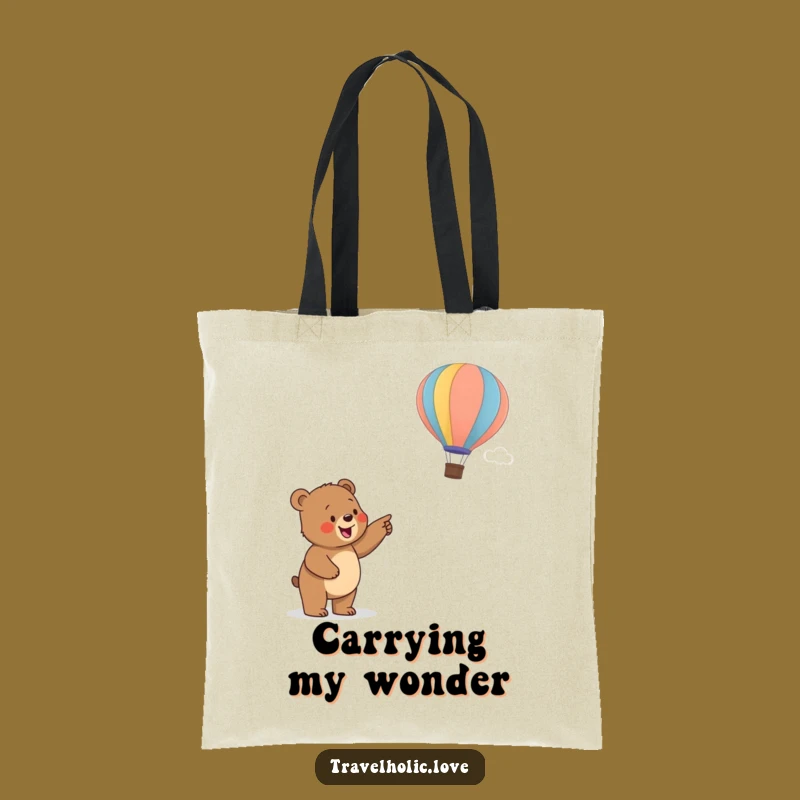 Funny Bear Cub Balloon Tote Bag: Carry Your Dreams with Whimsy