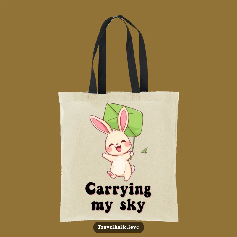 Funny Bunny Kite Tote Bag: Joyful Rabbit Leaf Carrier, Practical Funny Gift