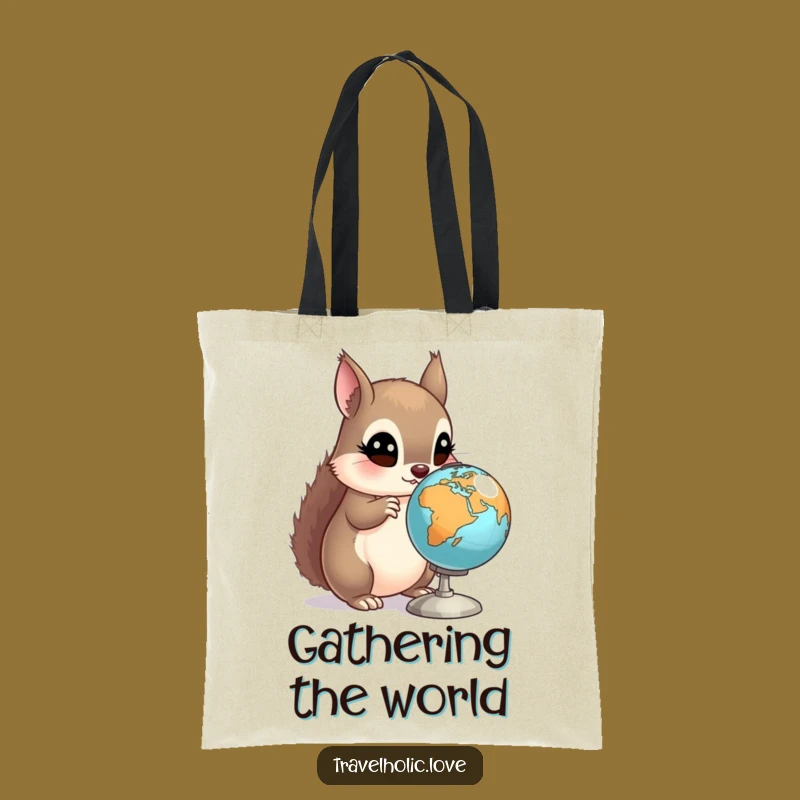 Funny Squirrel Globe Tote Bag: Curious Explorer Bag, Practical Funny Gift