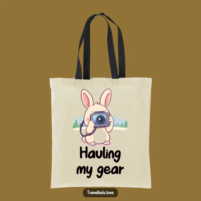 Funny Kawaii Rabbit Camera Mountains Tote Bag Photographer Accessory
