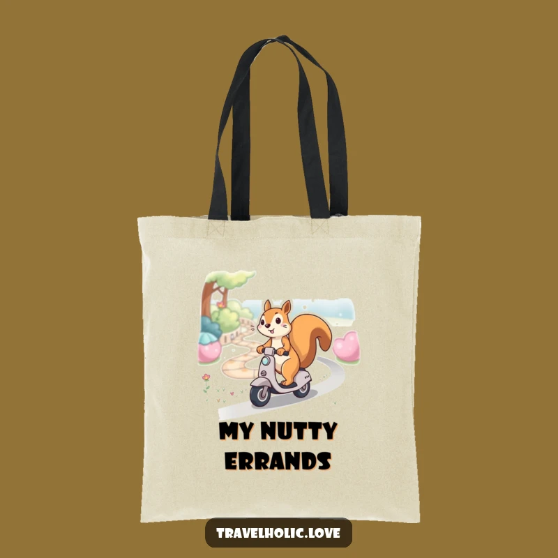 Funny Kawaii Squirrel Scooter Path Tote Bag Whimsical Accessory Gift